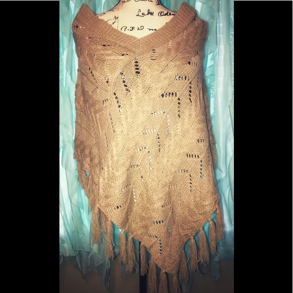 Tan poncho sweater